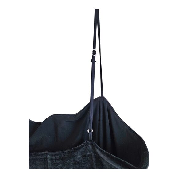 ABERCROMBIE & FITCH Tall ST MT Dress Gray Velour Spaghetti Straps Bubble Hem - Picture 4 of 8